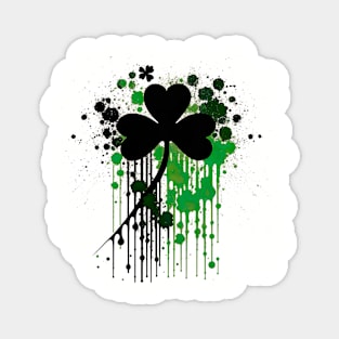 Saint Patrick's day shamrock leaf - splash and drip design Magnet