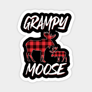 Red Plaid Grampy Moose Matching Family Pajama Christmas Gift Magnet