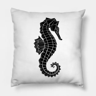 Black Polygonal Seahorse Pillow