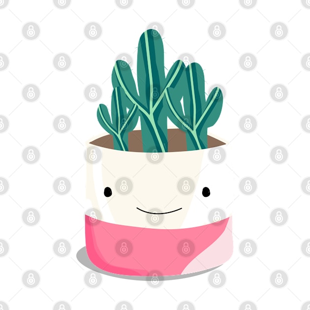 cute cactus plant with smiley vase pot - cute by zaiynabhw