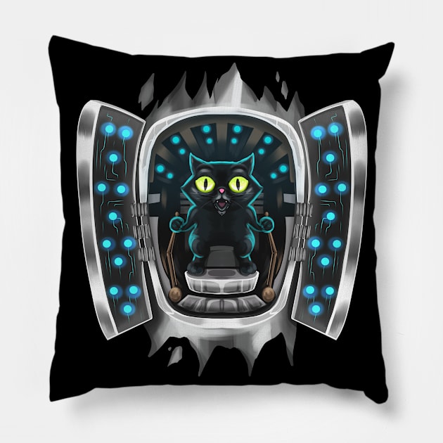 Cat Inside Costume Cat Takes Over Control Over You Halloween Pillow by SinBle
