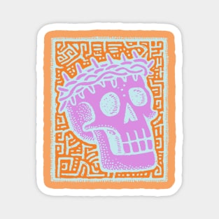 Psychedelic Skull with Crown of Thorns - Modern Gothic Art Magnet
