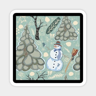 Snowman Winter Pattern Magnet