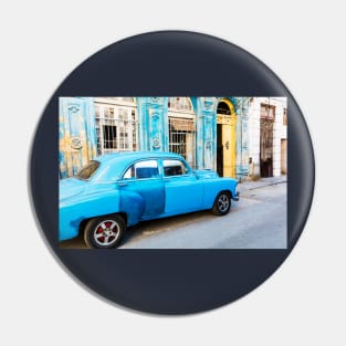 Blue Car In Old Havana, Cuba Pin