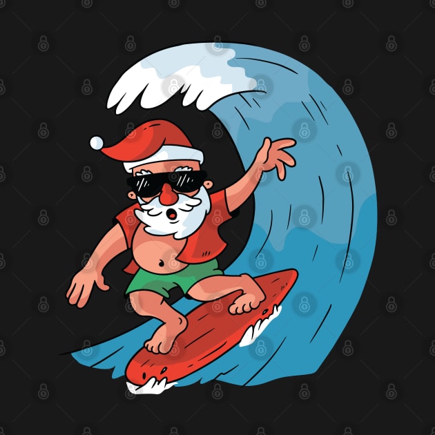 Santa Surfing Christmas by OnepixArt