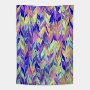 Psychedelic Funky Digital Abstract Feather Pattern Tapestry