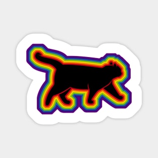 LGBTQ+ rainbow a walking cat silhouette Magnet