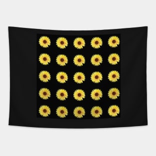 Sunflower Watercolor Pattern with a black background Tapestry