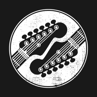 Electric Guitar Headstock Circle Dark Theme T-Shirt