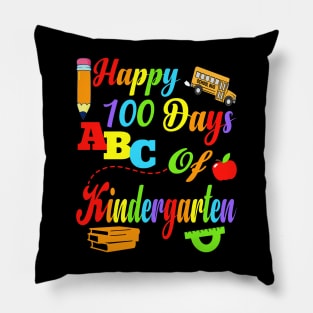 Happy 100 Days of Kindergarten Kids Teachers Pillow