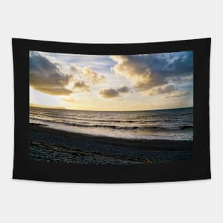 Sunset Beach View With Cloudy Sky & Ocean Tapestry