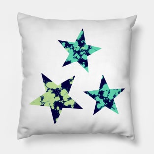 Green paint splat stars Pillow