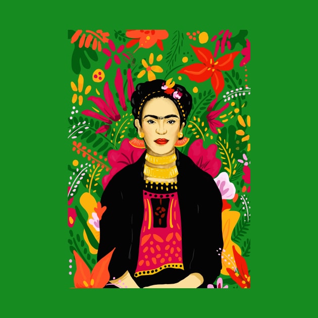 Frida Kahlo Flower Power by Cindy Rose Studio by cindyrosestudio