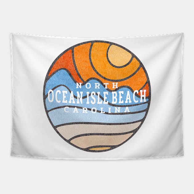 Ocean Isle Beach, NC Summertime Vacationing Stained Glass Sunrise Tapestry by Contentarama