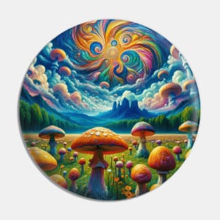 Mushroom Valley Mandala Sky Pin