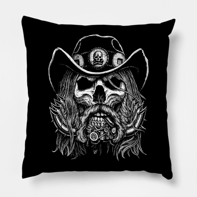 Motormouth - heavy metal skull Pillow by grimsoulart