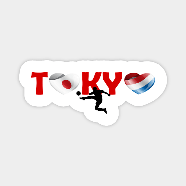 Sports games in Tokyo: Football team from Netherlands (NL) Magnet by ArtDesignDE