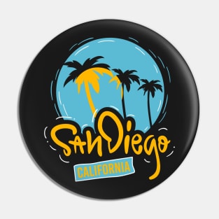 San Diego California Retro Vintage Surfer Sun Beach 619 Love Pin