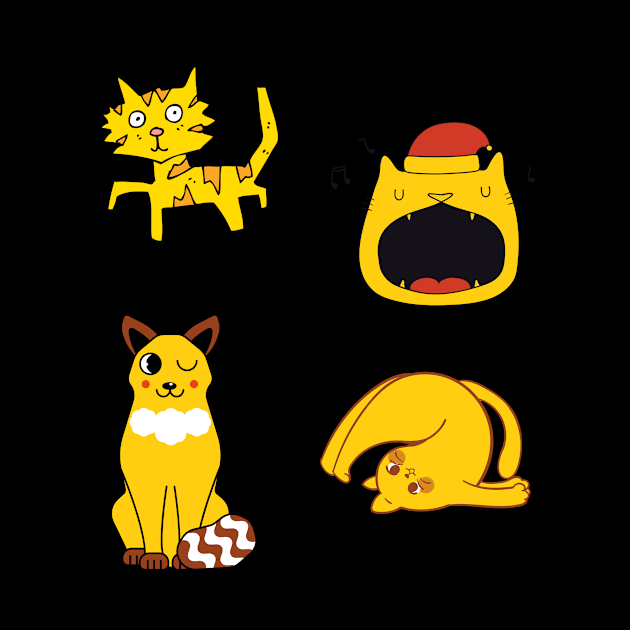 Yellow Cats Pack Stickers by Cool Animal Apparel