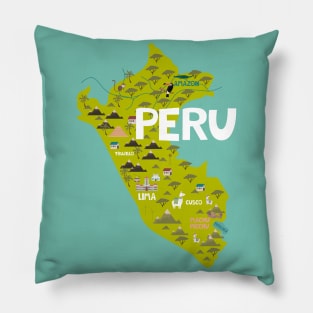 Peru Illustrated Map Pillow