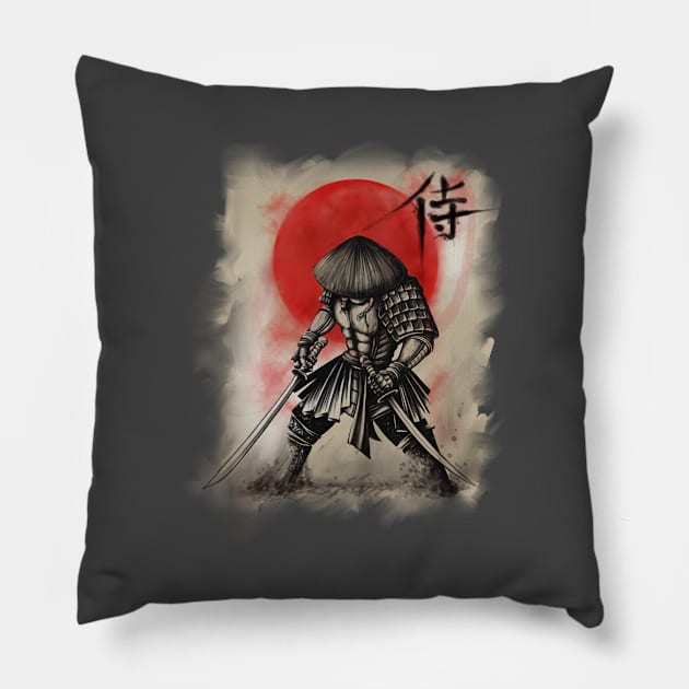 Japanese Samurai Warrior Japan Bushido Pillow by Linco