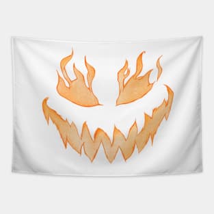 Pumpkin Face Spooky Smile - Purple Tapestry