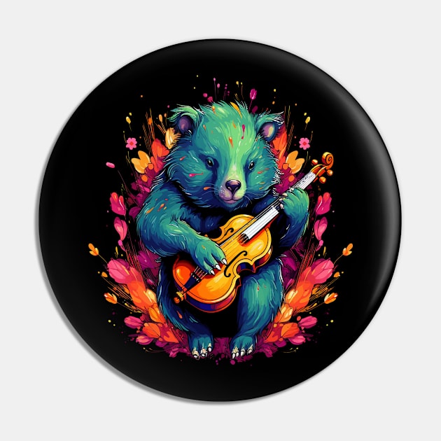 Wombat Playing Violin Pin by JH Mart