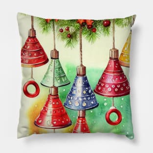 Christmas bells watercolor Pillow