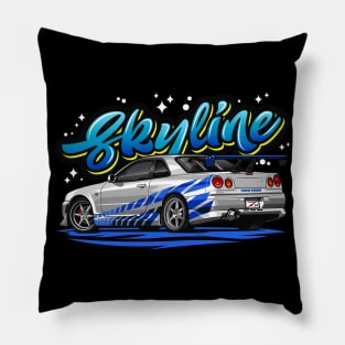 Skyline GTR R-34 (Ice Blue) Pillow