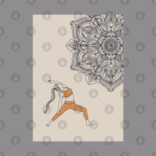 Minimalist Mandala Warrior Yoga Girl by Sierraillustration