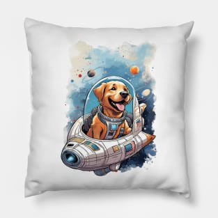 Golden Retriever in Space Pillow