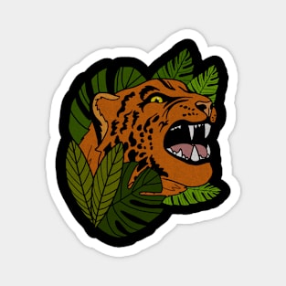 Jaguar Roaring, Tropical design, Leopard Magnet