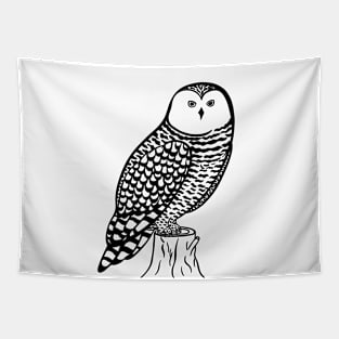 Snowy Owl Ink Art - light colors Tapestry