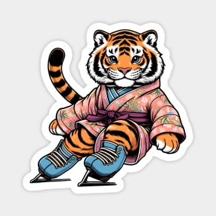 Ice skating Bengal tiger Magnet