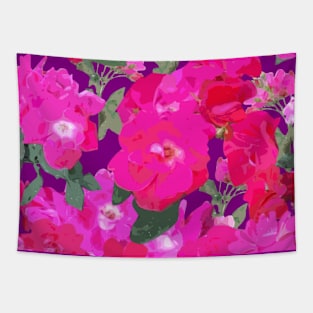 Soft Wild Roses on Dark Purple Tapestry