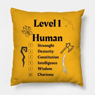 Level 1 Human Funny RPG Pillow