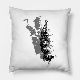 Hollyhocks (Black & Grey) Pillow