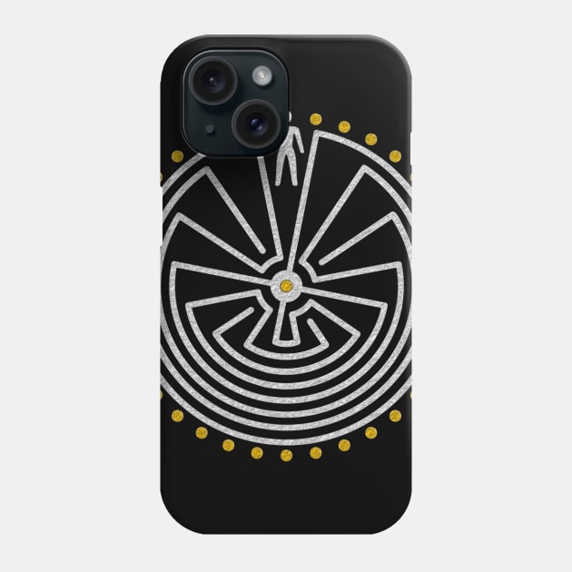 Native American Symbol - Man In The Maze - Gold Silver Phone Case by EDDArt