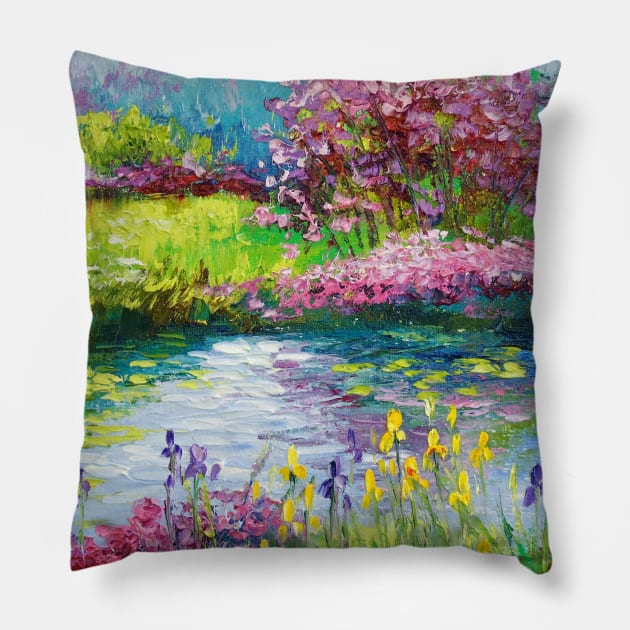 Blooming pond Pillow by OLHADARCHUKART