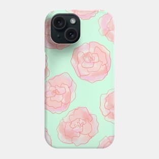 Pastel Pink and Green Roses Phone Case