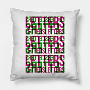 Letters Typography Stack (Magenta Green Black) Pillow