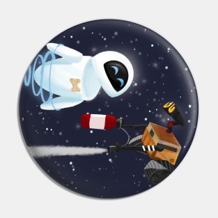 Eve as Aziraphale and Wall-e as Crowley Pin