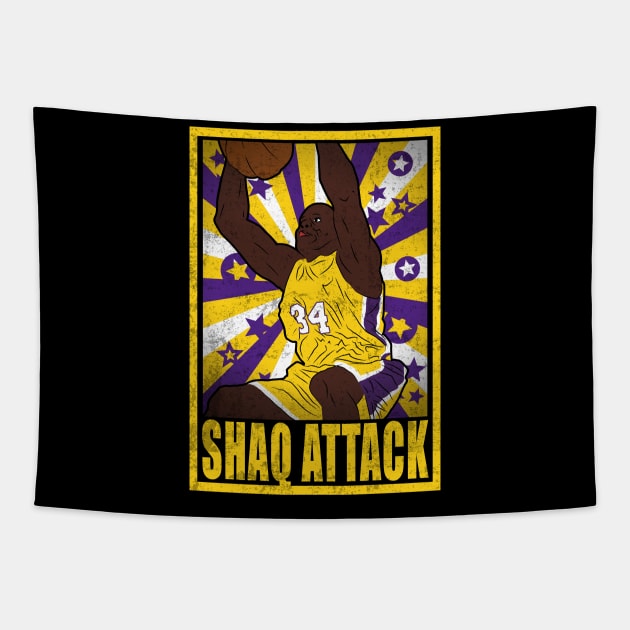 O'Neal Basketball Shaq Attack Los Angeles 34 Legend Tapestry by TEEWEB