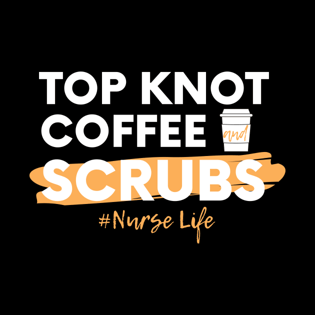 Top Knot Coffee and Scrubs white text design by BlueLightDesign