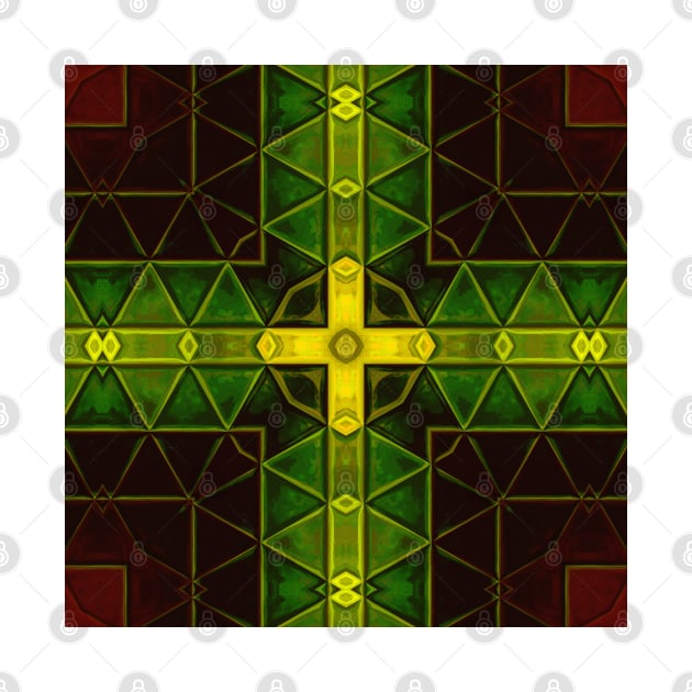 Mosaic Kaleidoscope Square Yellow and Green by WormholeOrbital