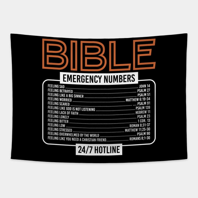 Bible Emergency Numbers Tapestry by Caskara