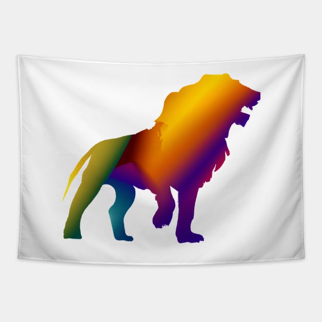 Cute Color Gradient Lion Shape Drawing Tapestry by Play Zoo