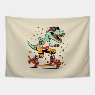 dino T rex Skating Tapestry