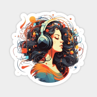 Music Vibes Girl with Headphones Magnet