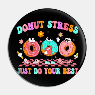 Women Retro Donut Stress Just Do Your Best Staar Testing Pin